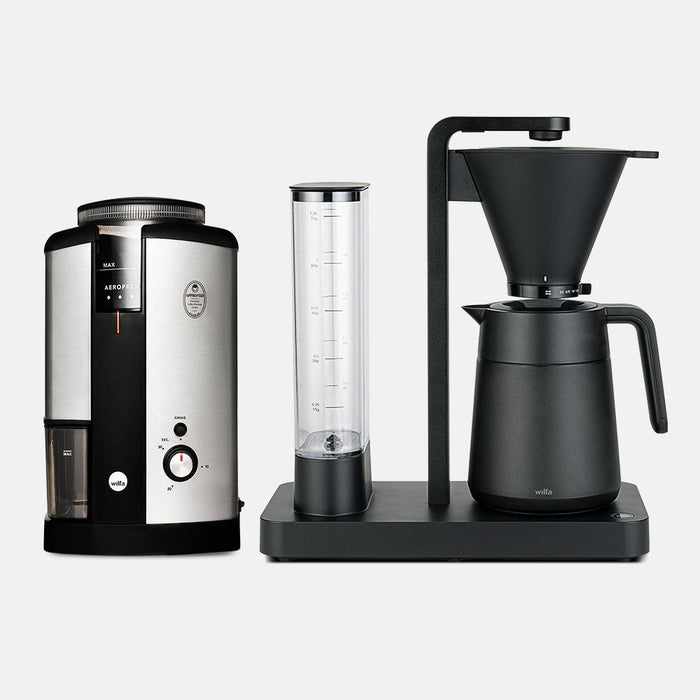 Wilfa Performance Thermo Coffee Maker (Black) and Svart Coffee Grinder (Silver) Bundle